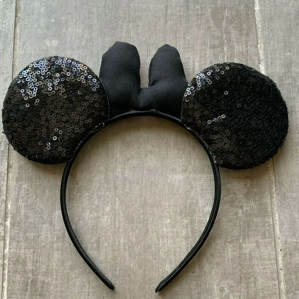 Sequin Ears Bow Headband ONE SIZE Girls Adult Hair Accessory NEW Dress Up Play